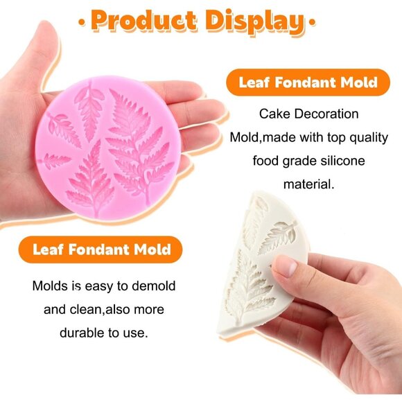 Tree Leaf Silicone Mold Fern Leaves Fondant Molds Fern Mold For Cake Decorating - Picture 3 of 9